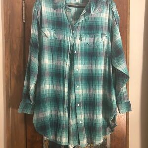 H&M Green and White Plaid Shirt